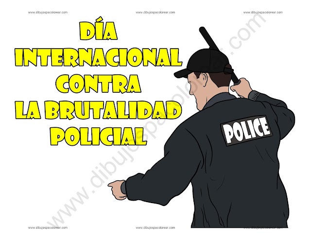Día Internacional contra la Brutalidad Policial dibujo a color y para colorear